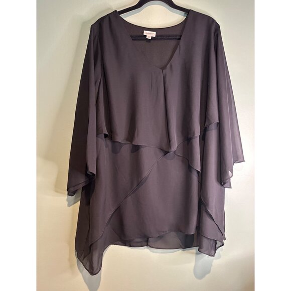Women’s 18/20 Sheer Chiffon Blouse with Cami Dark Romantic Elegant Layered Look - Picture 1 of 5
